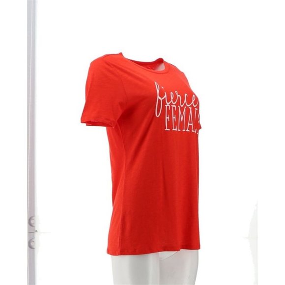 NWT ALL WORTHY HUNTER MCGRADY "FIERCE FEMALE" SCREEN PRINTED TEE BRIGHT RED XXS - Picture 8 of 12